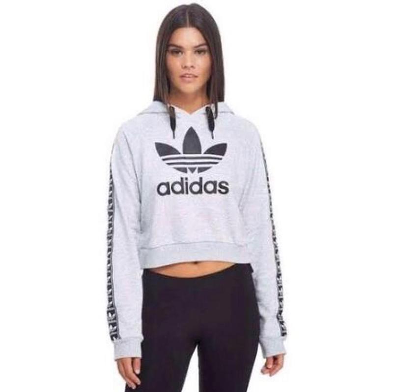 Кроп-худі з оригінальними лампасами від adidas кроп топ худи толстовка ...