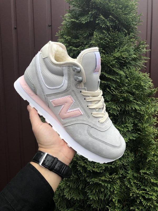 Зимові жіночі замшеві сірі кросівки new balance 574🆕 нью баланс з ...