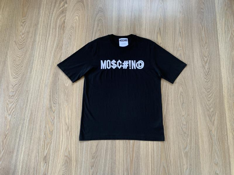 Мужская оригинальная хлопковая футболка с нашивкой moschino logo print ...