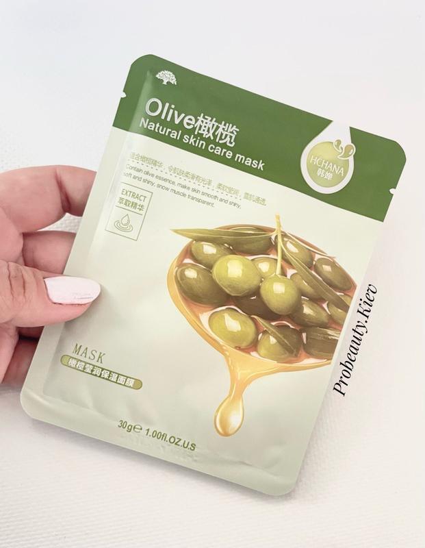 30 г тканинна маска олива hchana natural skin olive mask для обличча ...