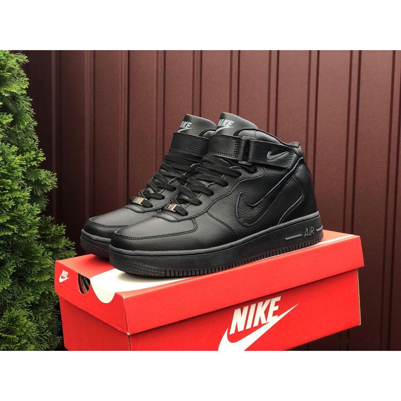 Кроссовки женские nike air force мех зима черные / кросівки жіночі найк ...