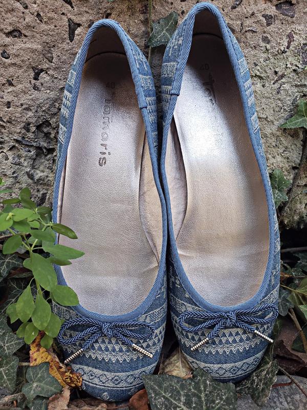 Балетки джинсовые пинетки этно стиль узор принт сменная обувь для офиса ...