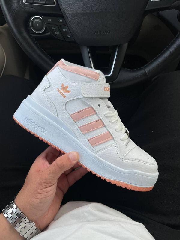 Adidas forum high white pink, кросівки жіночі адідас високі, кроссовки ...