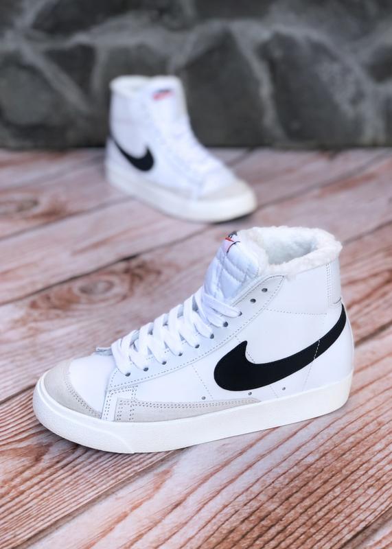 Хутряні зимові кросівки шкіряні найки в стилі nike blazer mid 77 ...