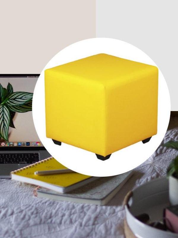 Пуф желтый квадратный 40х40х43см.,пуфик,пуфики,пуф кожзам,пуф экокожа ...