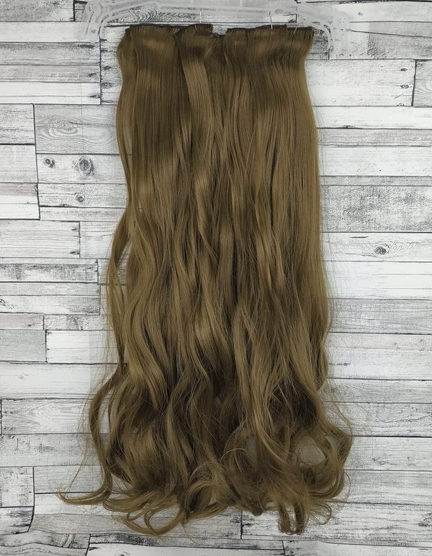 Волосы на заколках русый темный №12 трессы волнистые термостойкие набор ...