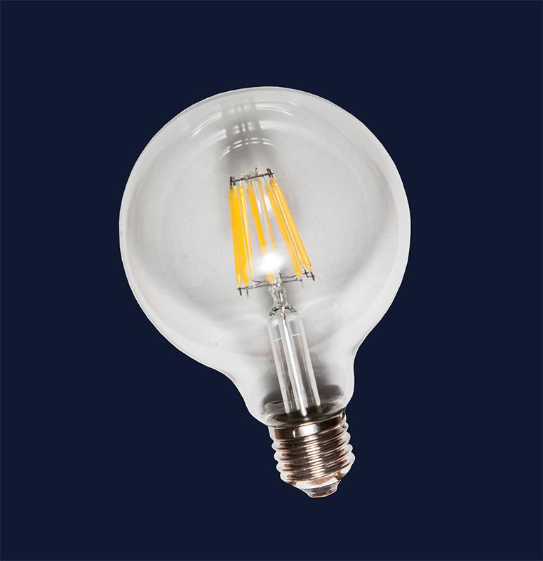 Лампа світлодіодна куля філаментна led g80 8w clear 2300k e27 (прозора ...