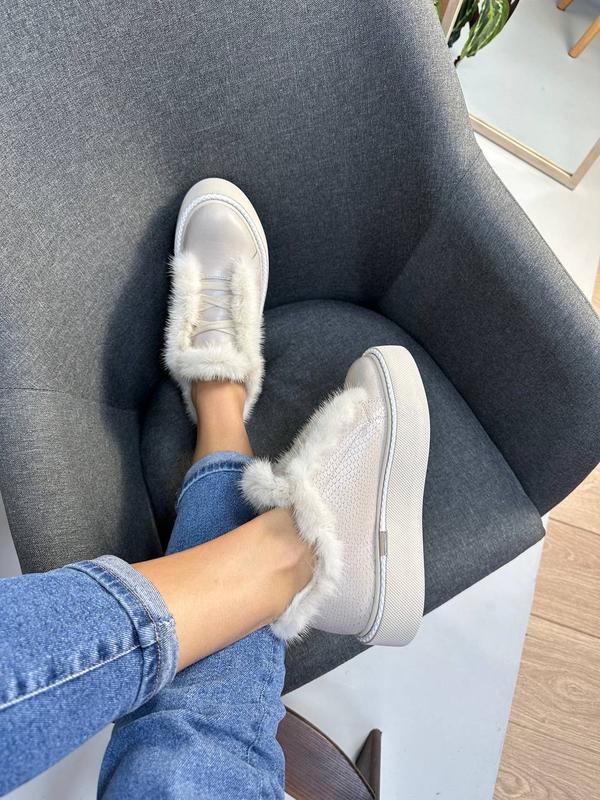 Шкіряні зимові кеди черевики з хутром натуральної норки кожаные зимние ...