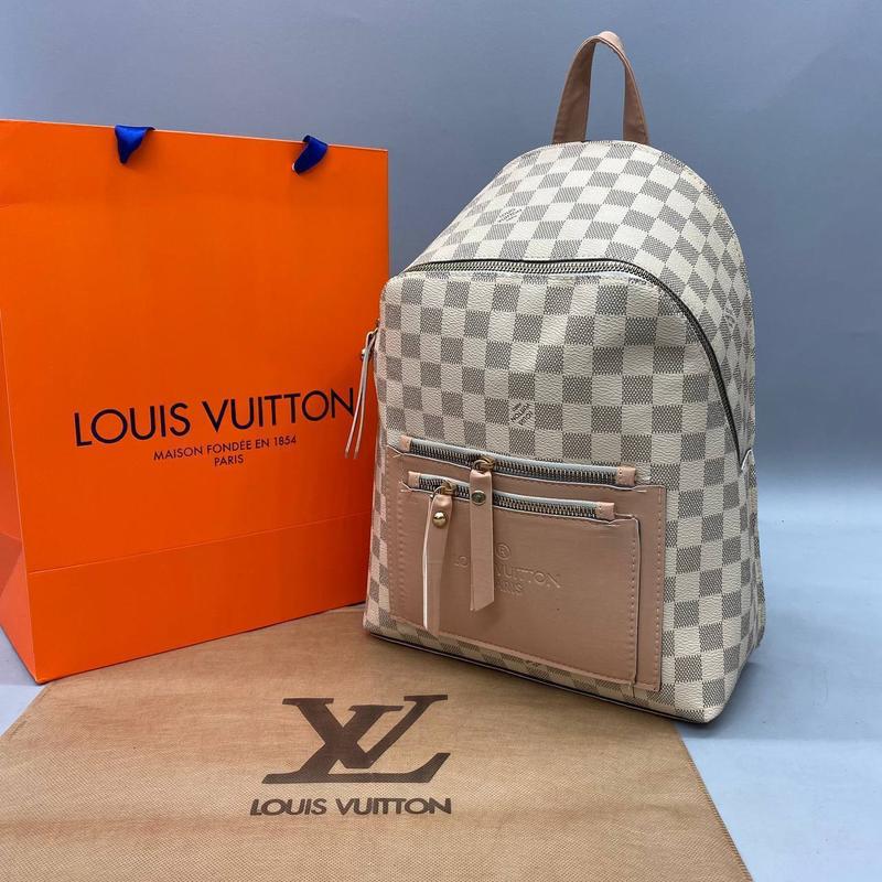 Рюкзак белый в клетку женский мужской в стиле louis vuitton луи витон ...