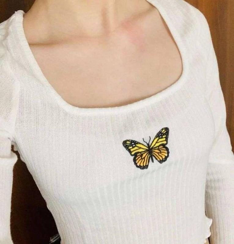 Да топик кофта кофточка рубчик белый белая бабочка с бабочкой кроп ...