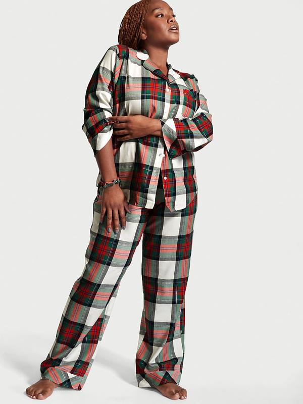 victoria s secret shimmer flannel long pj set 1350 109528484