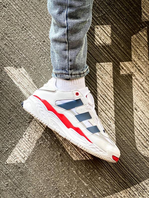 Мужские кожаные кроссовки adidas niteball " white/red"#адидас — цена ...