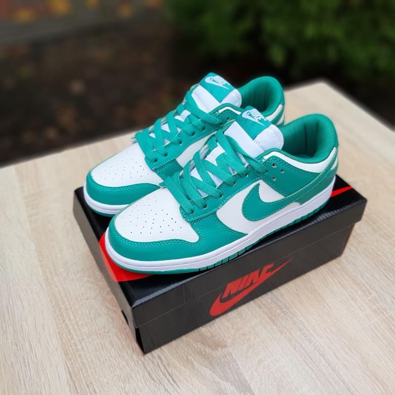 Женские зеленые с белым кожаные кроссовки nike sb dunk🆕 найк сб данк ...
