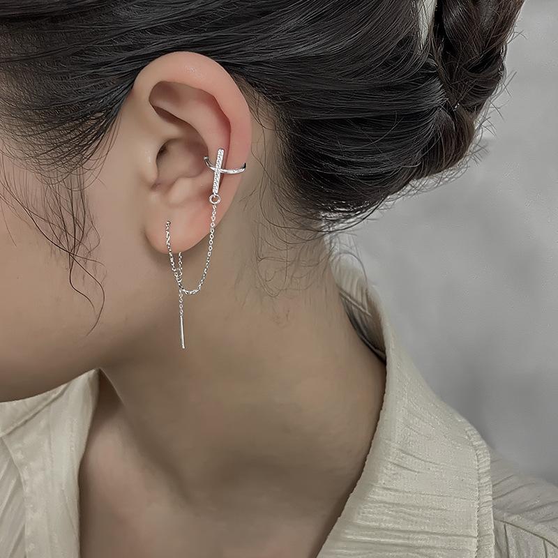 Серьга кафа цепочка серебро 925 покрытие сережка с цепочкой — цена 169 ...