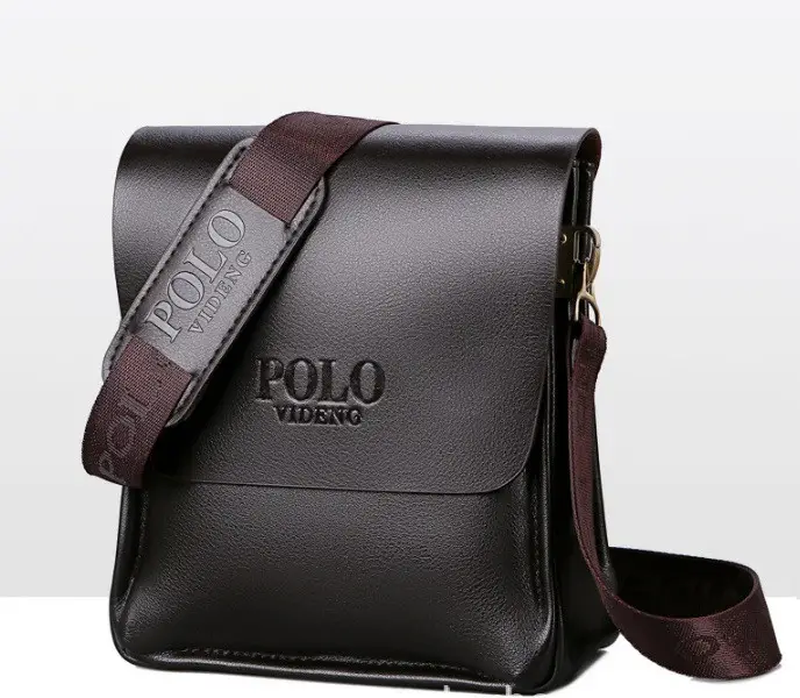 Мужская коричневая чорная сумка через плече polo videng (поло виденг ...