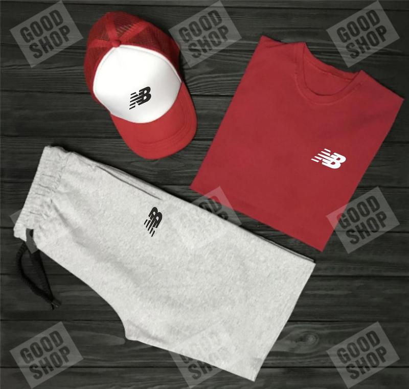 Мужской костюм тройка кепка футболка и шорты нью беланс (new balance ...