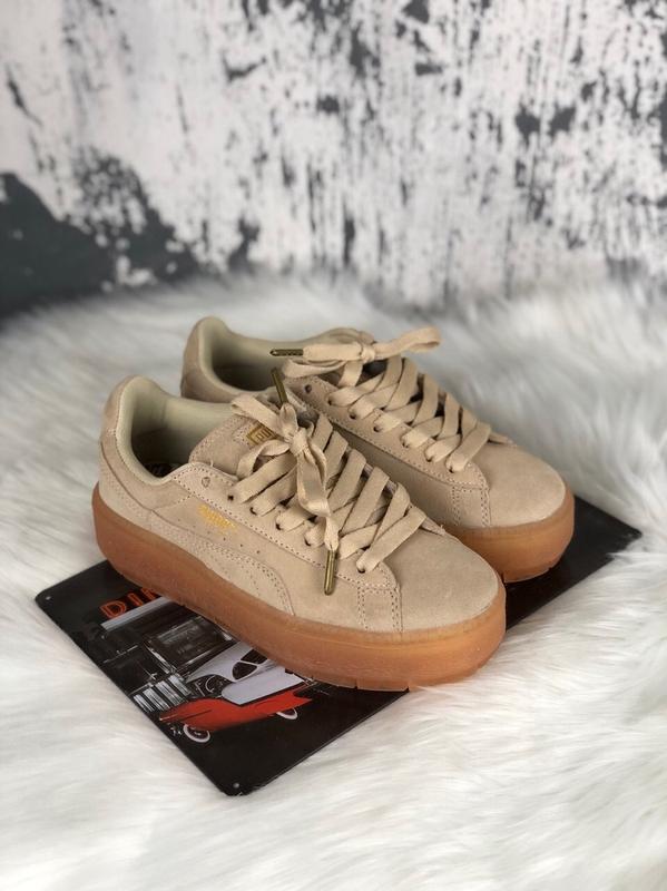 puma platform beige suede