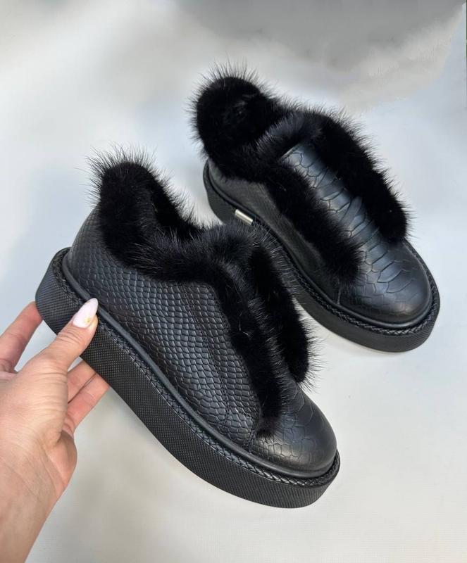 Зимние кеды norka 🐀 на меху с мехом норки натуральная кожа замш — цена ...