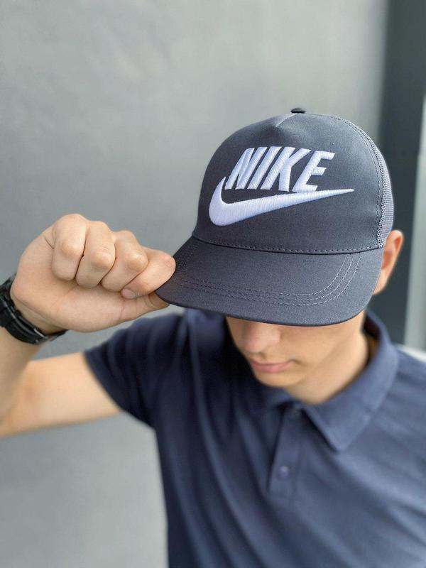 Кепка nike мужская | женская найк серая big white logo — цена 290 грн в ...