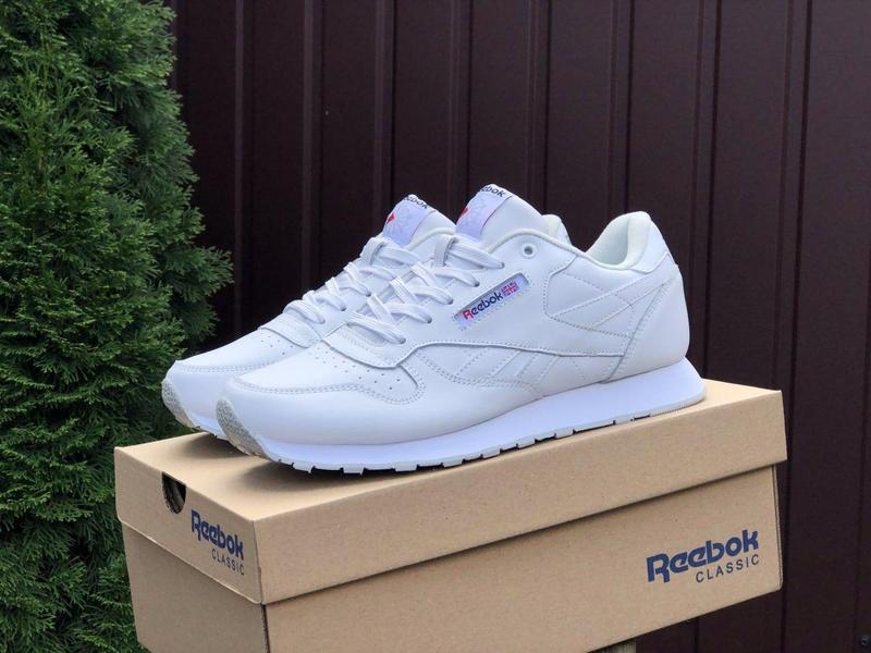 Кроссовки мужские reebok classic white белые кожаные кроссы рибок ...
