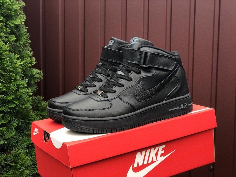 Кроссовки женские nike air force термо черные кожаные высокие кроссы ...