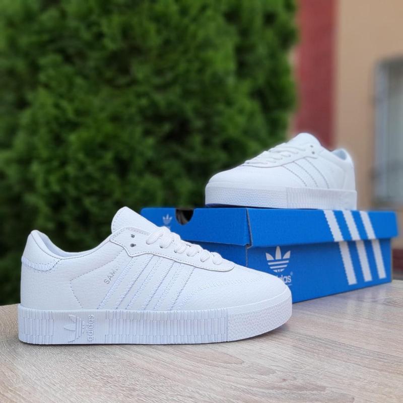 Женские кроссовки adidas samba белые, кеды адидас самба кожаные на лето ...