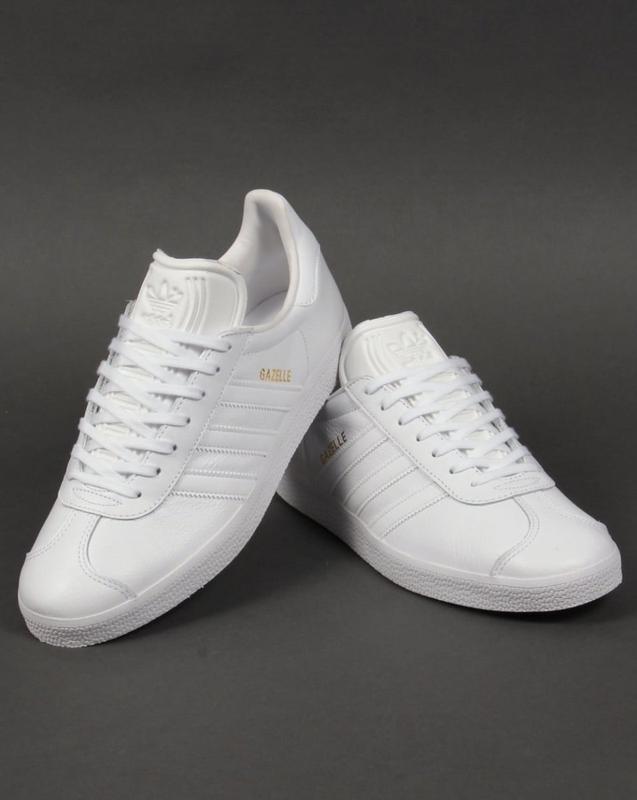 adidas gazelle leather trainers in white