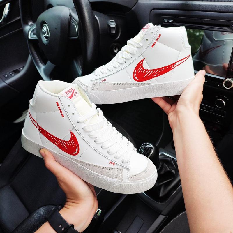 Жіночі кросівки nike blazer mid шкіряні, осінні кросівки найк блейзер ...
