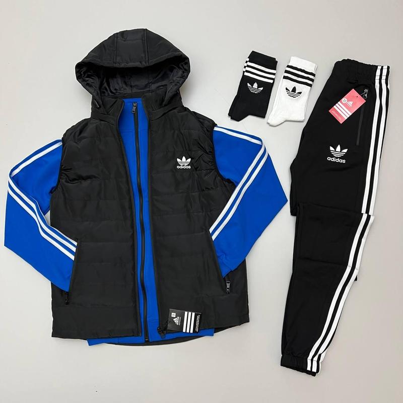 Мужской спортивный костюм adidas синий с черным весенний осенний ...