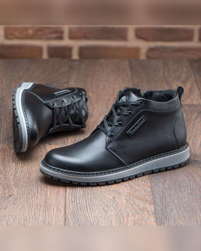 Стильные мужские зимние кожаные ботинки timberland, стильні зимові ...