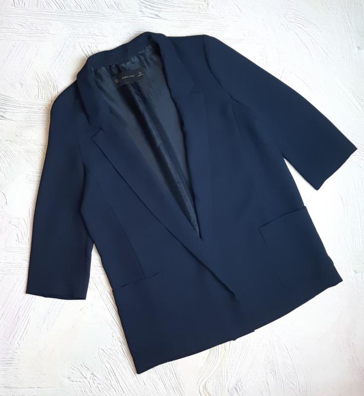 Стильный базовый темно-синий женский пиджак оверсайз zara, размер 46 ...