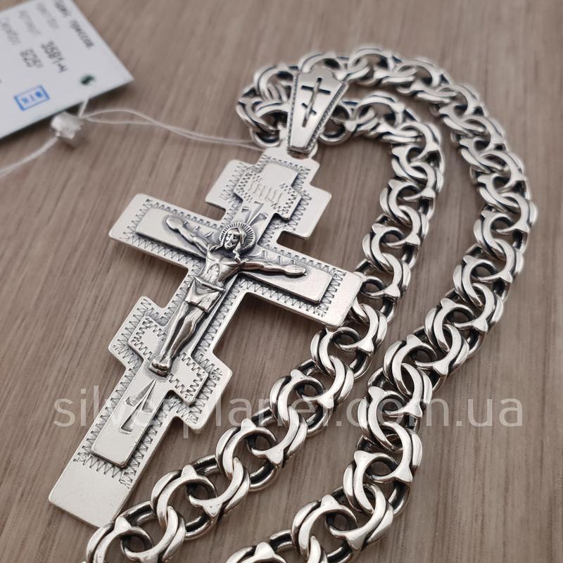 Комплект!!! серебряная цепочка с крестиком. мужской кулон и цепь из ...