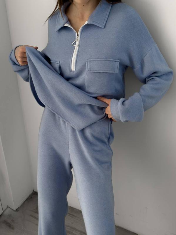 Тёплый ангоровый костюм оверсайз голубой — цена 1700 грн в каталоге ...