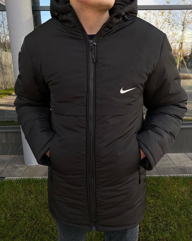 Зимняя, удлиненная куртка парка черная найк nike — цена 1850 грн в ...