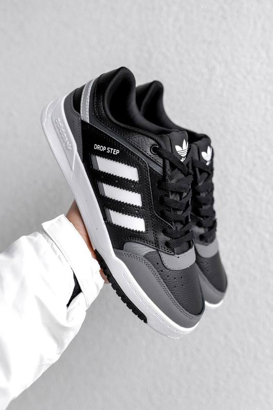 Кроссовки adidas drop step black grey кожаные мужские женские черные ...