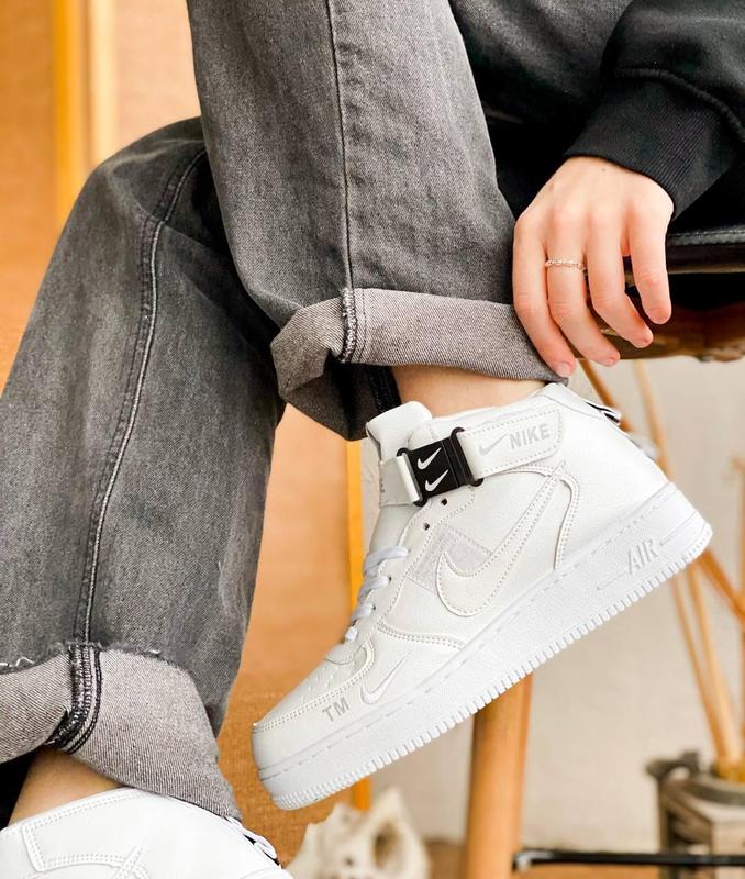 Женские кроссовки nike air force high - white белые высокие найк аир ...