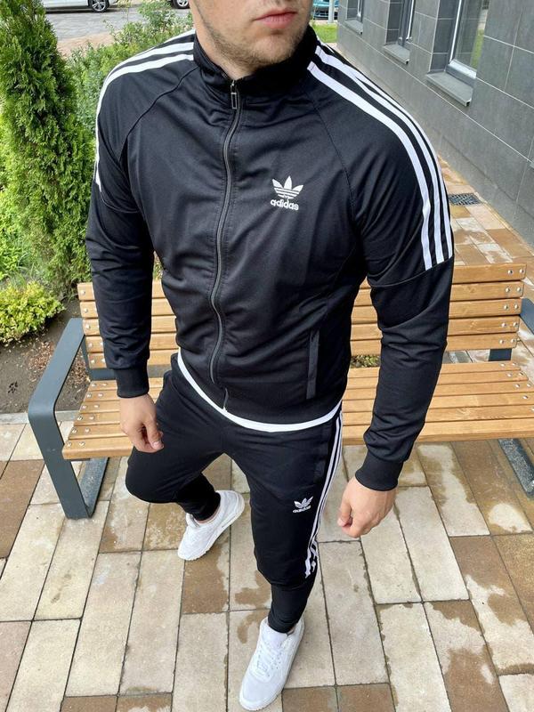 Мужской спортивный костюм adidas черный без капюшона адидас из лакосты ...
