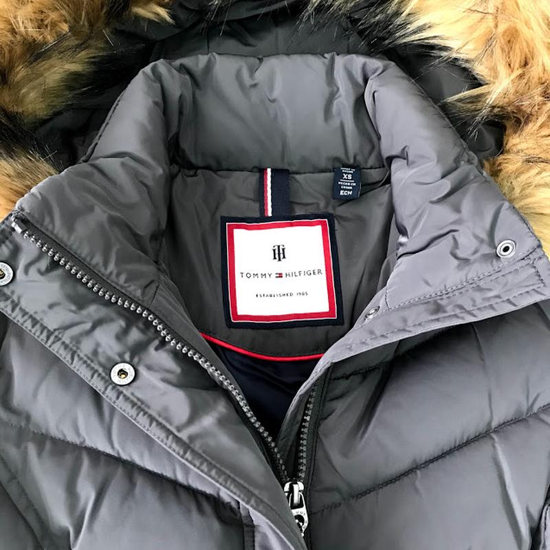 tommy hilfiger chevron quilted puffer coat