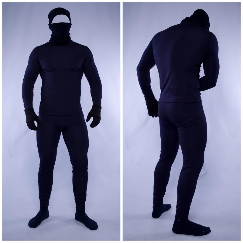 Зимнее термобелье мужское черный, комплект 4 в 1 штаны + кофта + шапка .