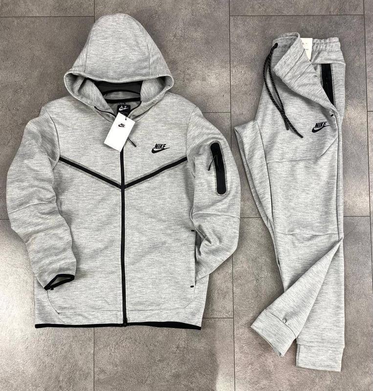 Костюм nike tech fleece серый / спортивный костюмы для мужчин найк теч ...