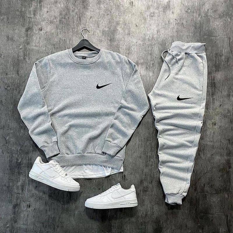 Мужской спортивный костюм nike без капюшона серый весенний осенний ...