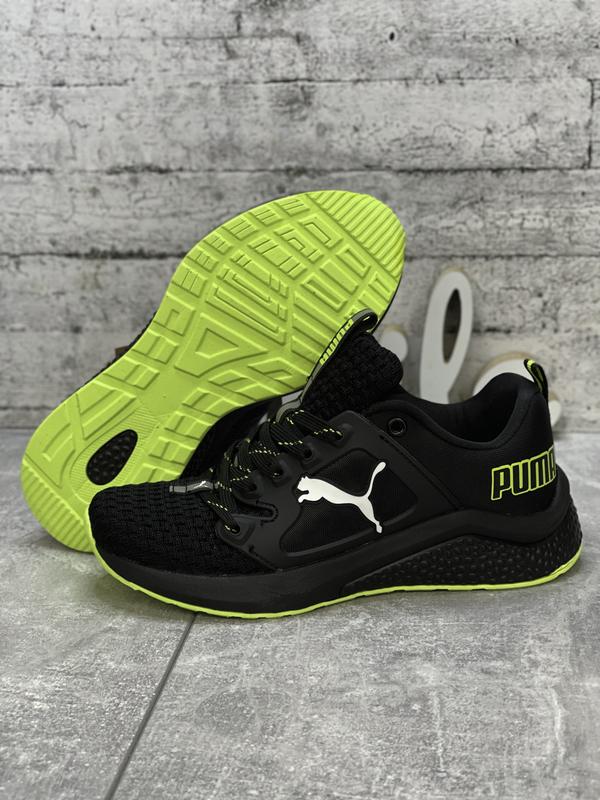 Кроссовки женские , puma, черные жіночі кросівки пума чорно салатові ...