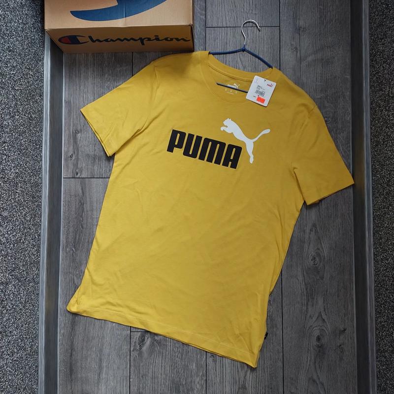 Желтая футболка puma с большим логотипом на груди оригинал футболка ...