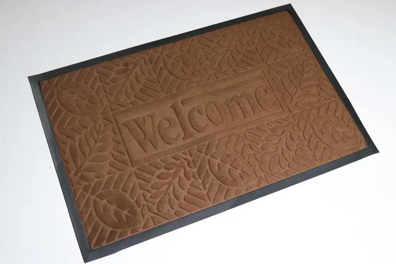Килимок в передпокій з крайкою 60*90 см welcome світло коричневий ...