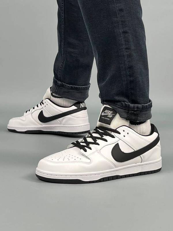 Мужские кожаные белые с черным кроссовки nike sb dunk low 🆕 найк сб ...