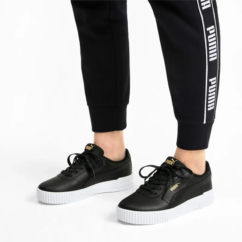 Черные кожаные женские низкие кеды puma carina lux l скникерсы ...