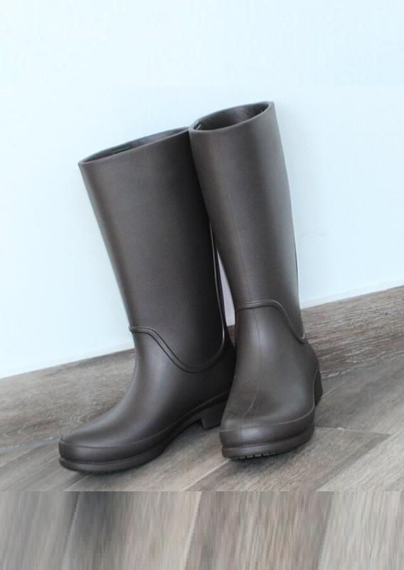 Крокс резиновые сапоги коричневые crocs rainfloe tall boot espresso ...