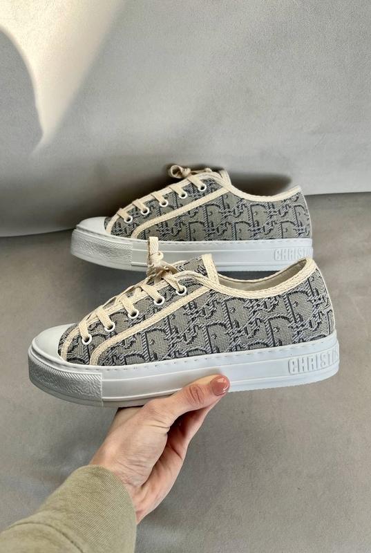 Крутые женские кеды в стиле christian dior logo grey beige бежевые с ...