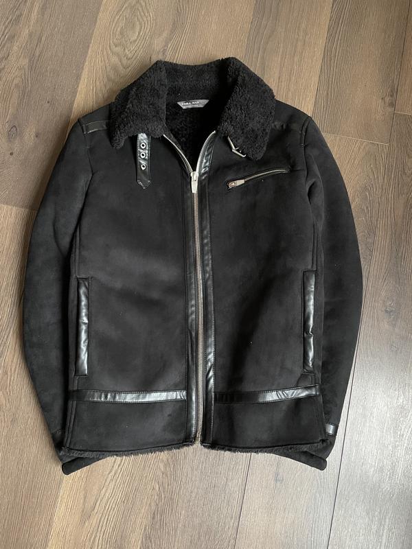 Мужская косуха zara дубленка дубленка черный пилот авиатор черная ...