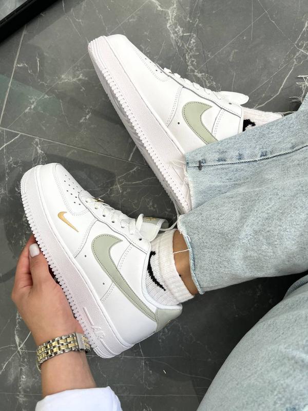 Кожаные женские кроссовки форсы force white green в стиле nike — цена ...
